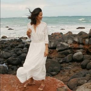 Doen white cotton boho Provencal maxi dress M